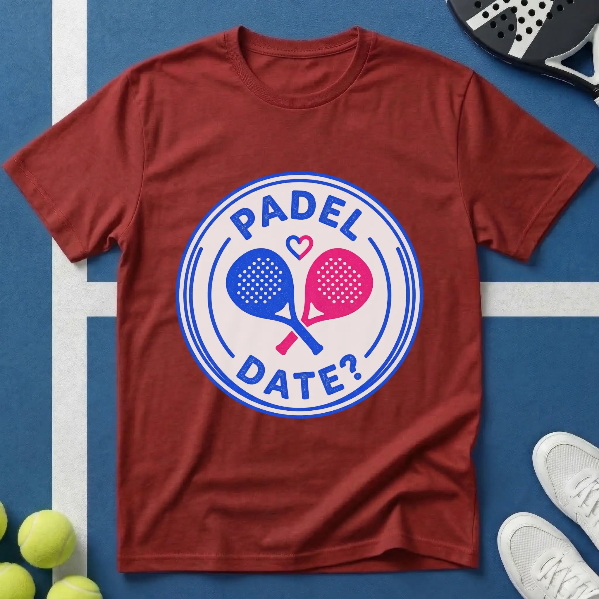 Padel Date Emblem in Blau T-Shirt
