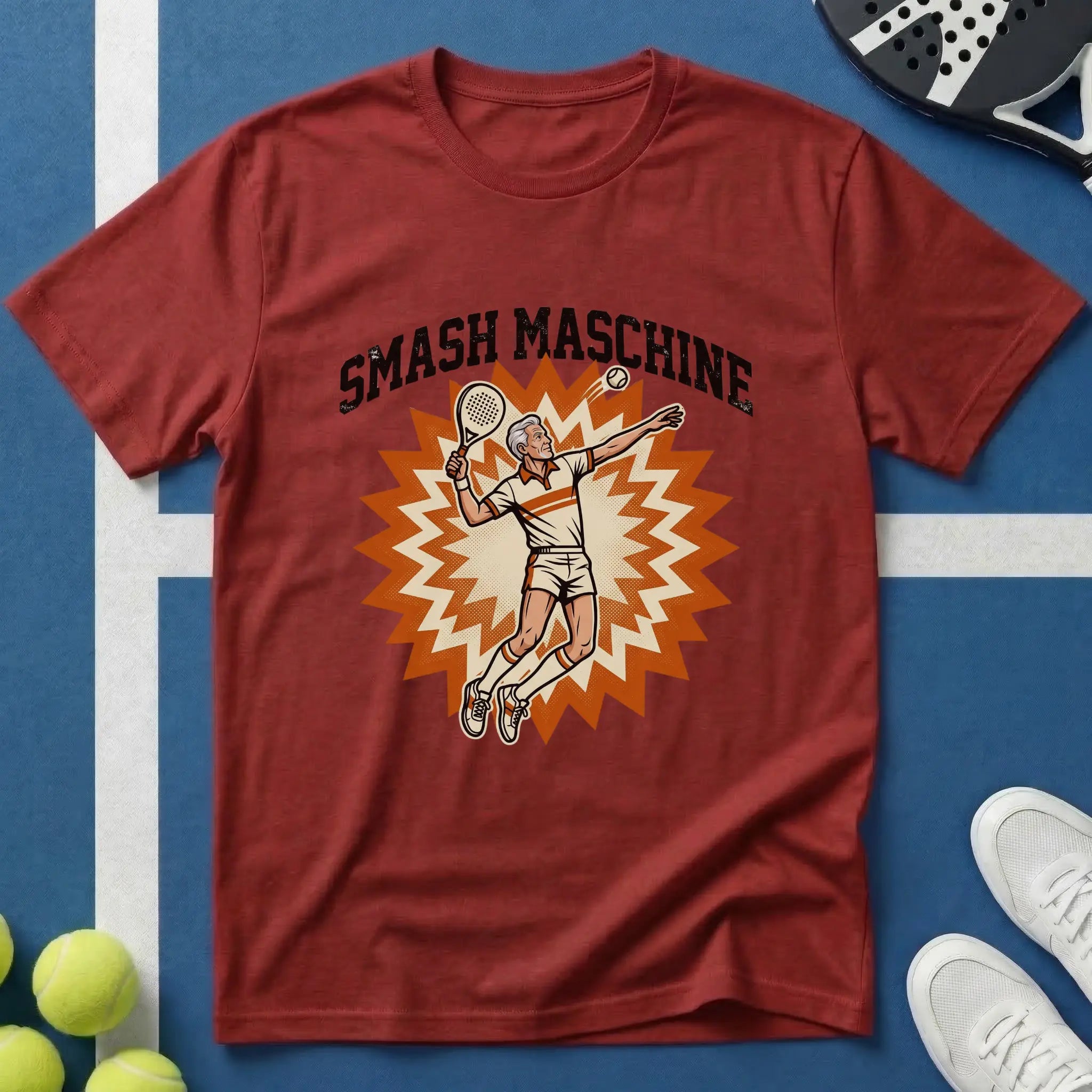 Smash Maschine Retro Vintage Padel T-Shirt