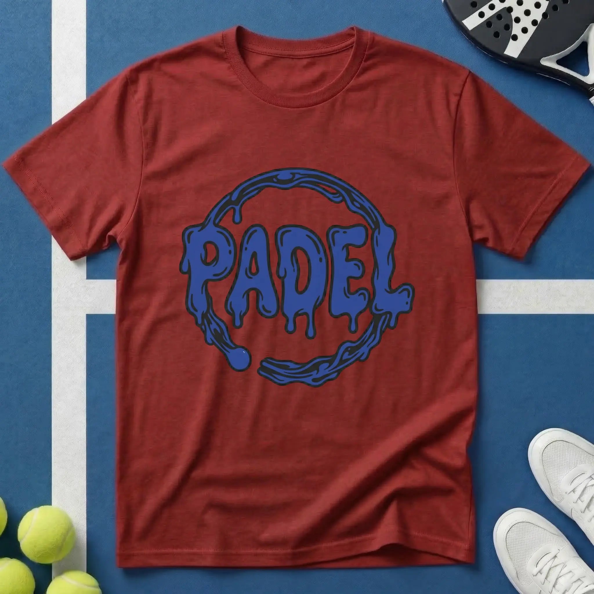 Padel Blaue Drip Schrift T-Shirt