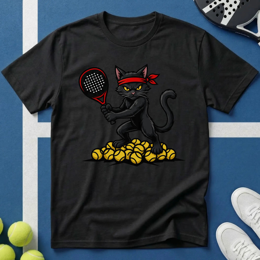 Padel schwarzer Katzer T-Shirt