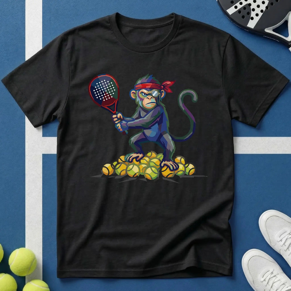 Padel Affe mit Monokel Pop Art T-Shirt