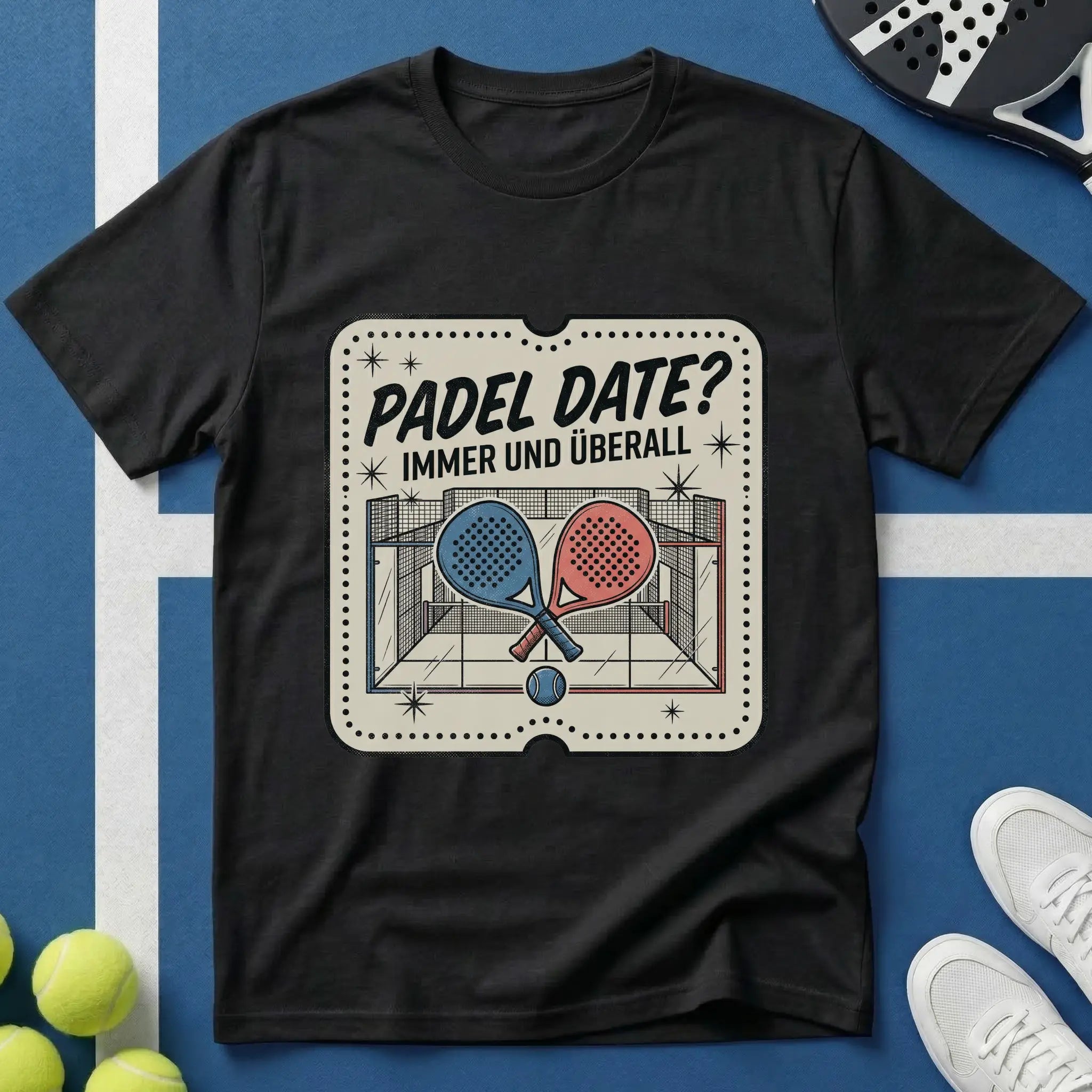 Padel Date Immer Und Überall Retro Ticket T-Shirt