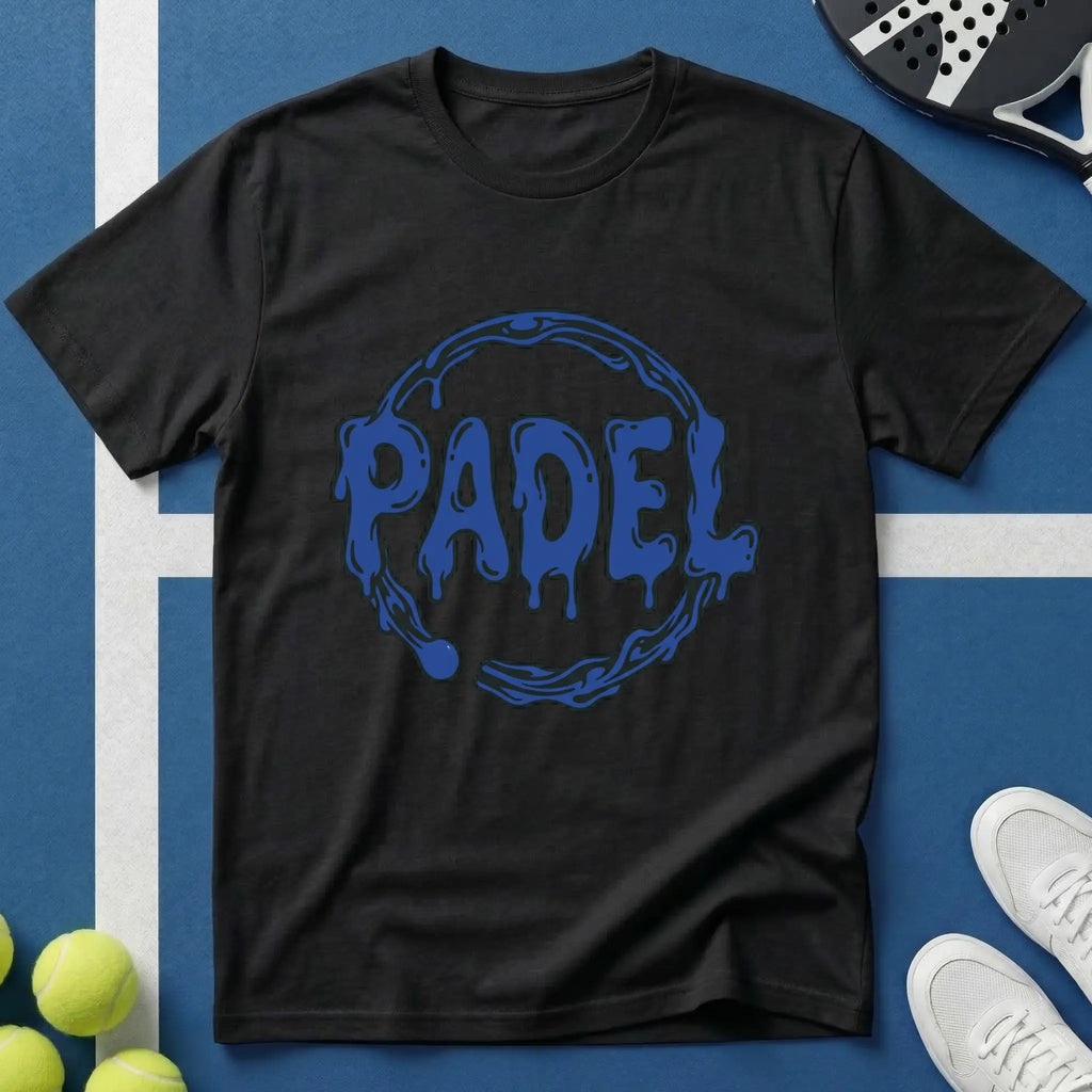 Padel Blaue Drip Schrift T-Shirt