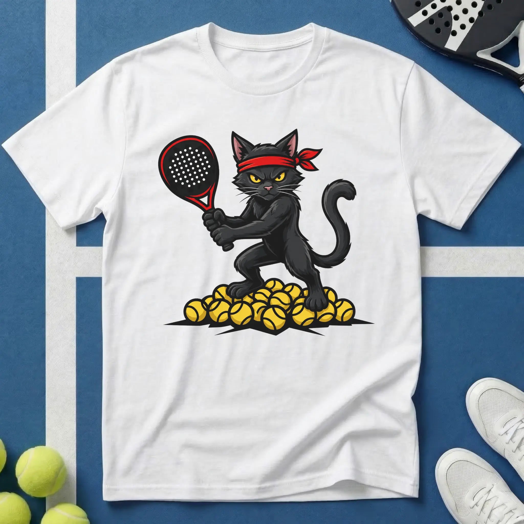 Padel schwarzer Katzer T-Shirt