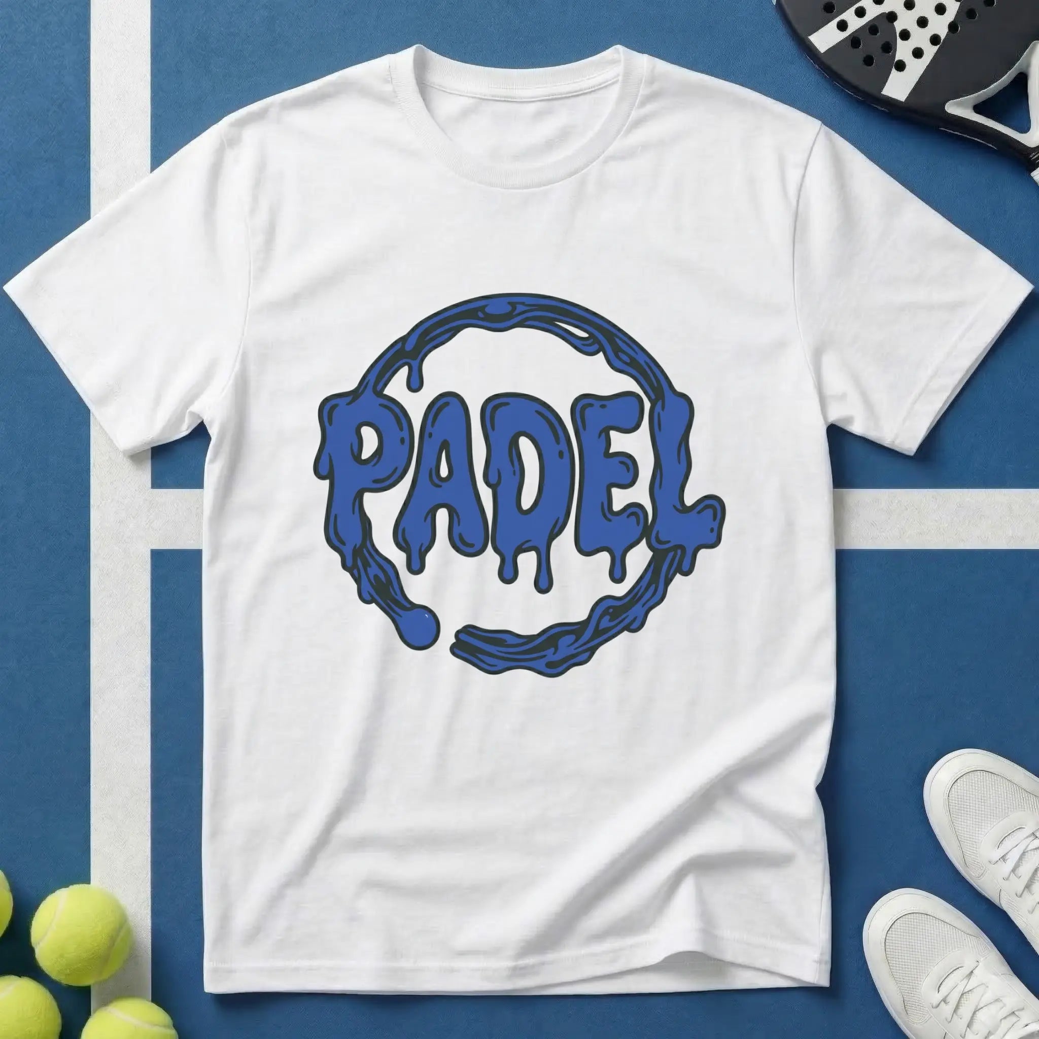 Padel Blaue Drip Schrift T-Shirt