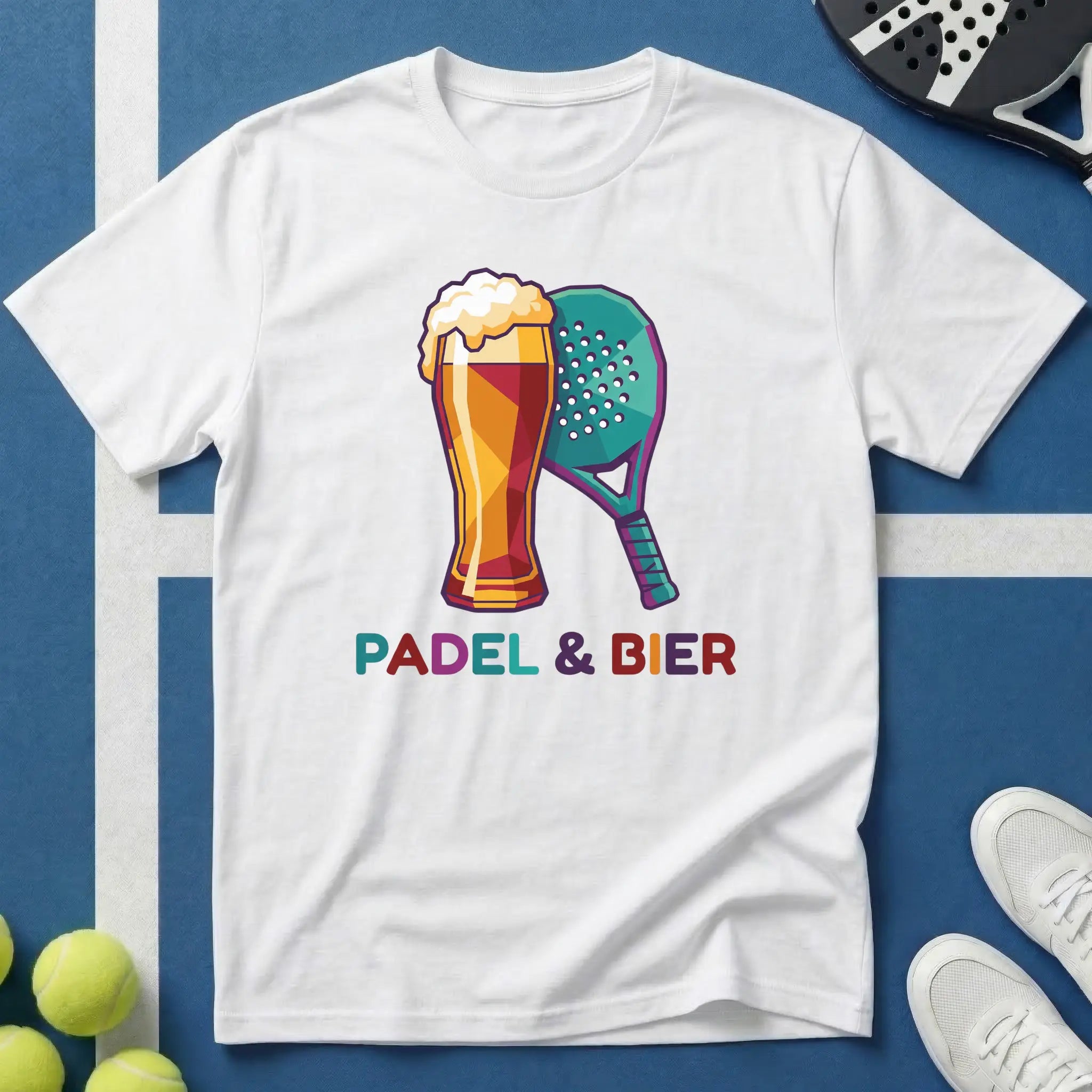 Padel und Bier Pop Art T-Shirt