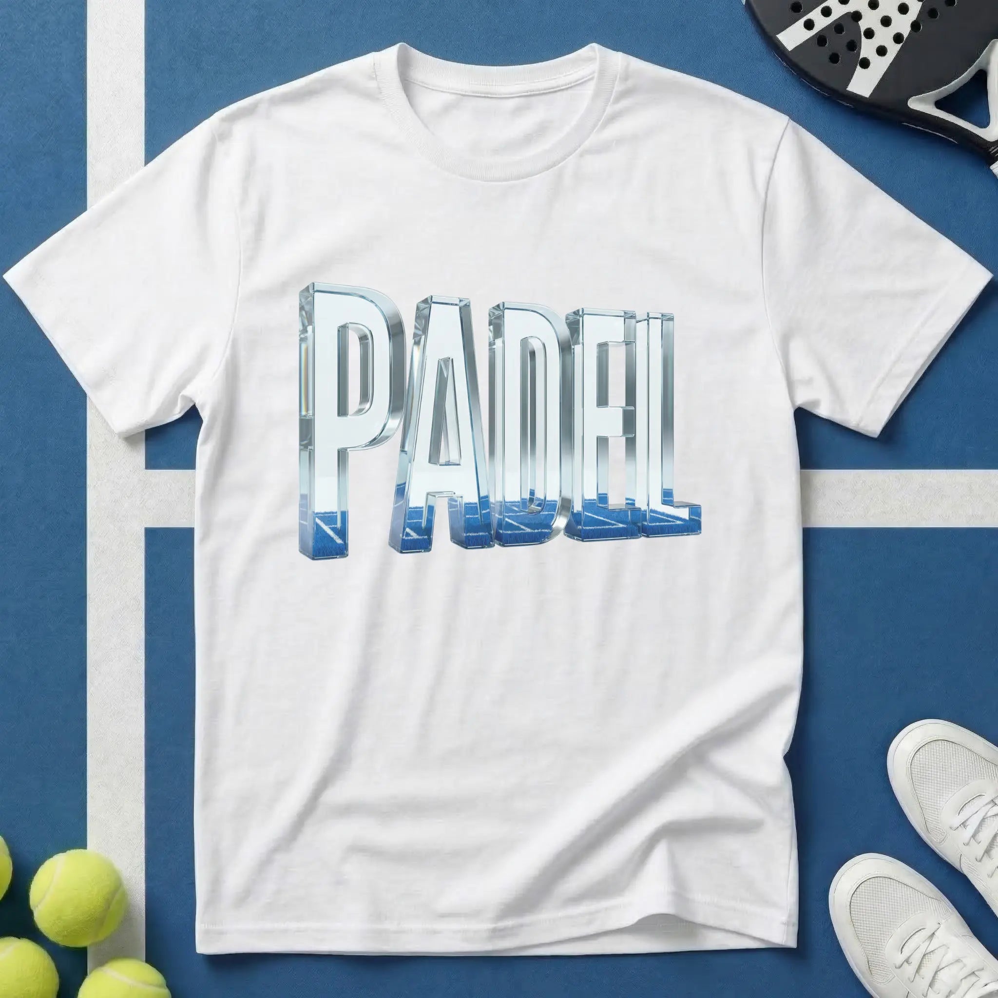 Padel 3D Glas Typografie T-Shirt