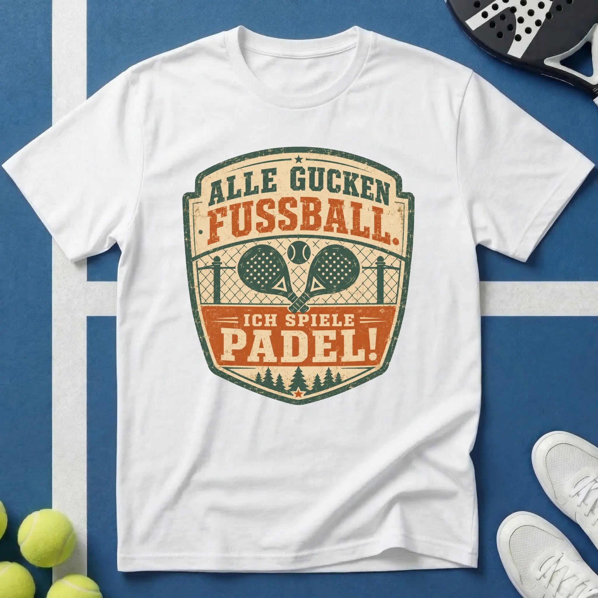 Alle Gucken Fußball. Ich Spiele Padel Emblem T-Shirt