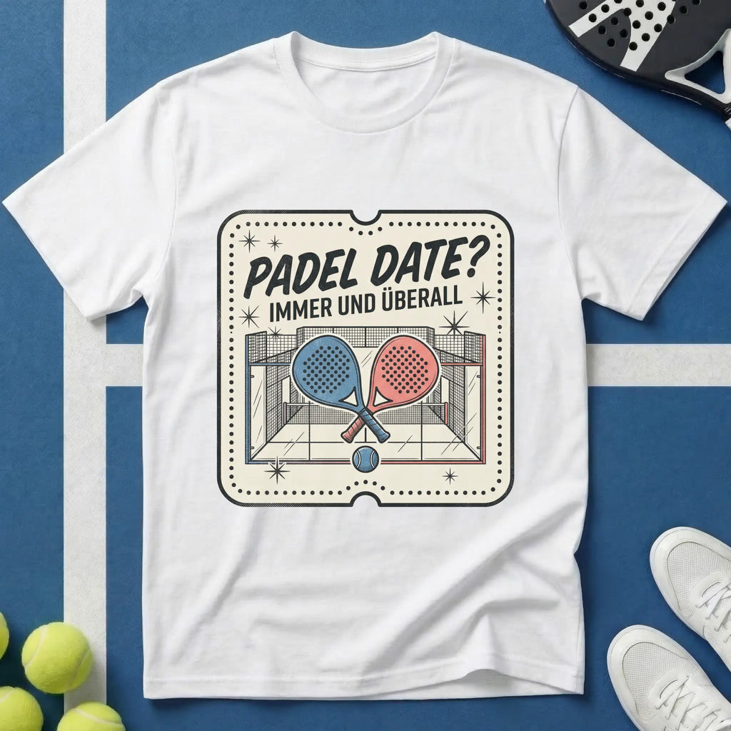 Padel Date Immer Und Überall Retro Ticket T-Shirt