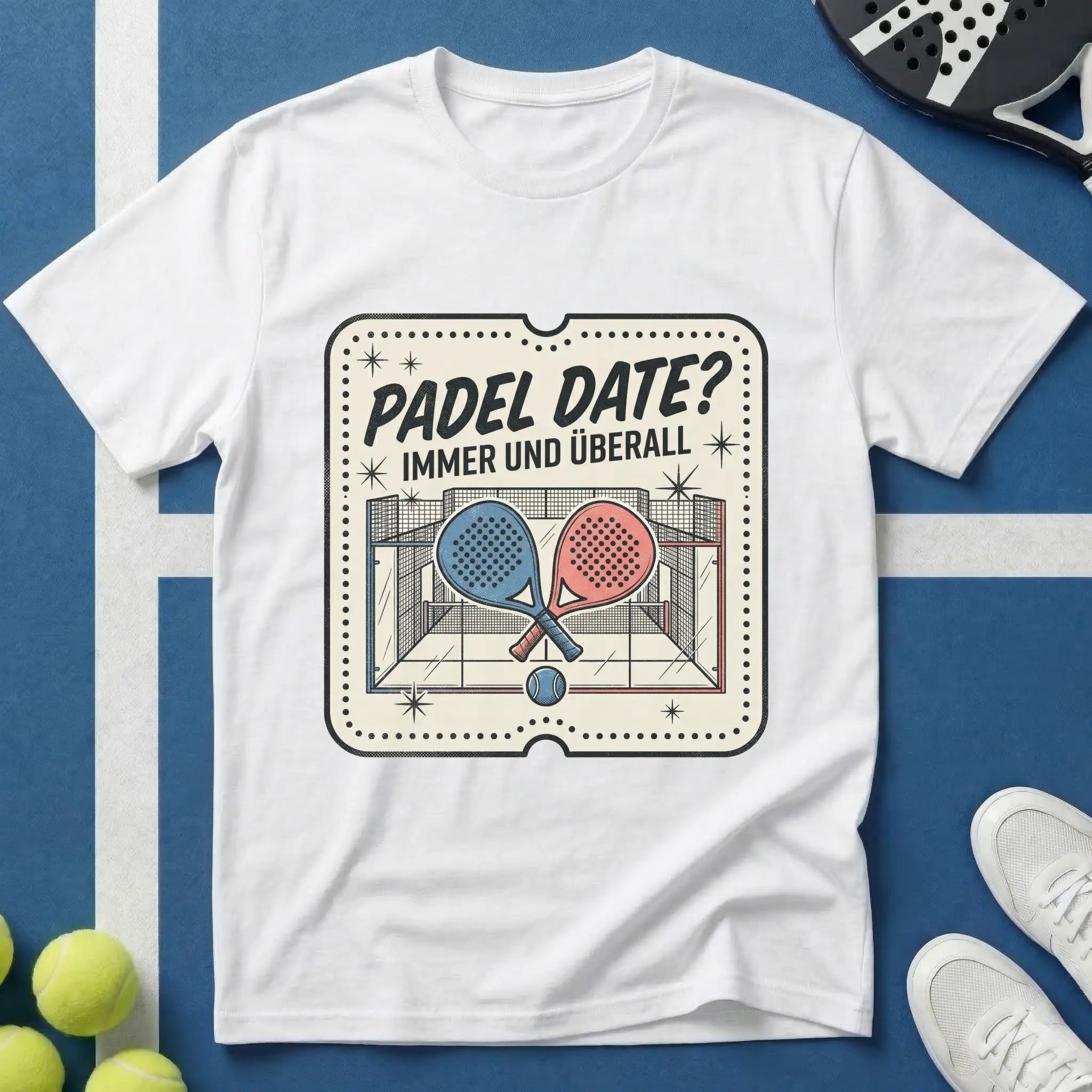 Padel Date Immer Und Überall Retro Ticket T-Shirt
